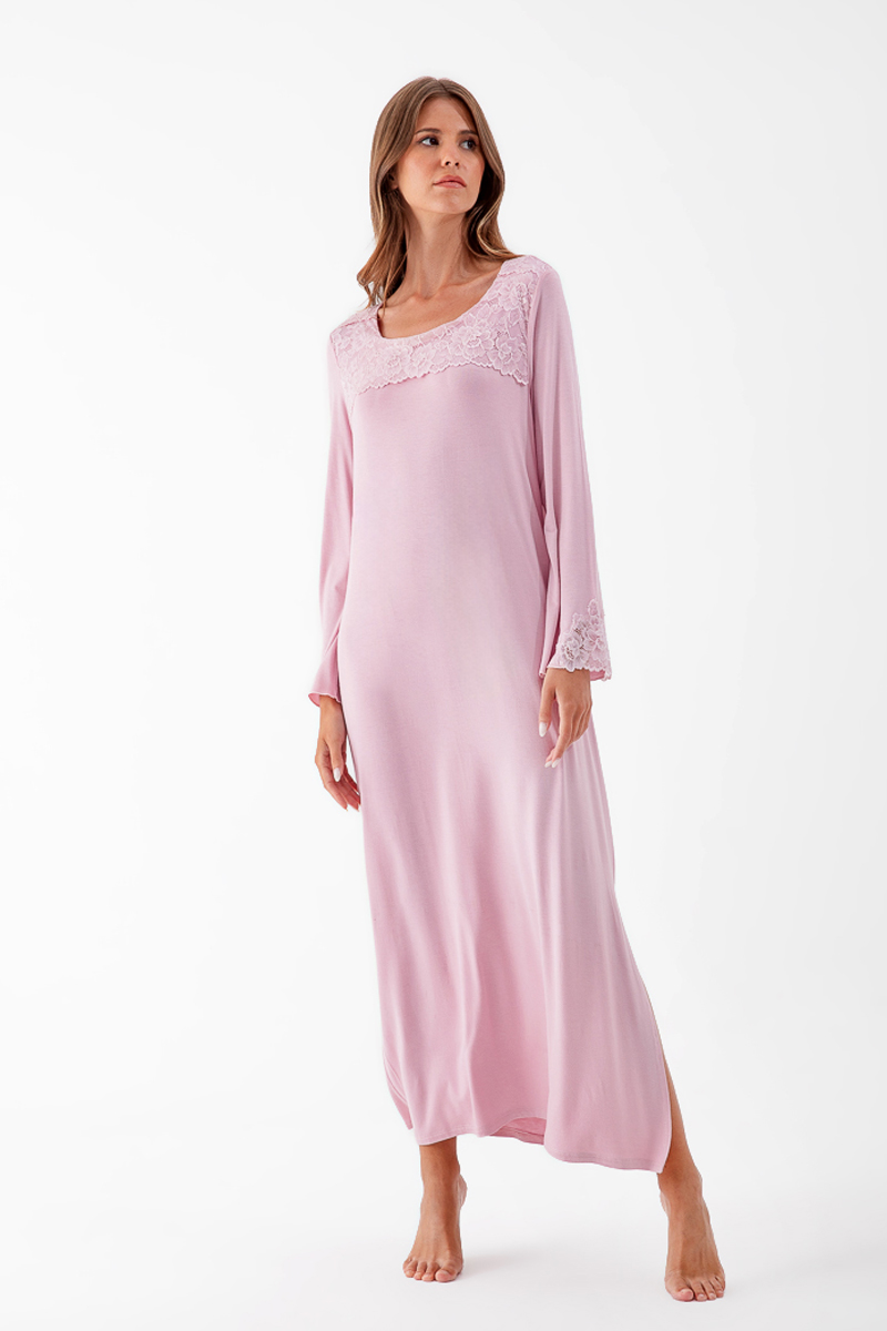 Maxi night-gown viscose Antonella with lace Irmena