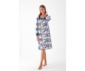 Mini floral printed, cotton night-gown Antonella with lace